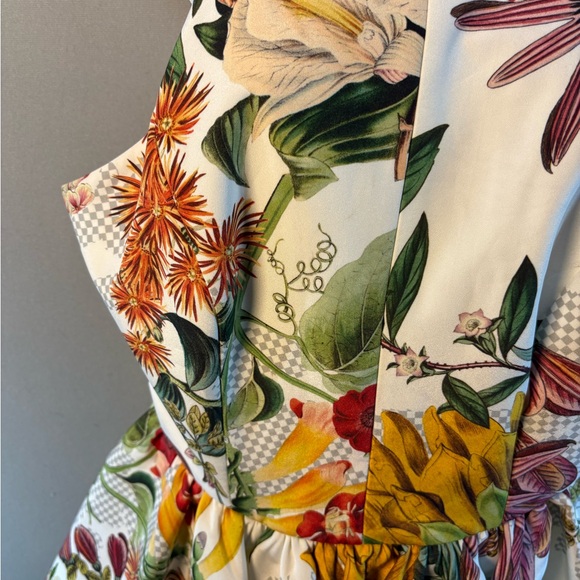 Anthropologie Cameo Dahlia Peplum Top Floral Tropical Spaghetti Strap Blouse M - Picture 2 of 8